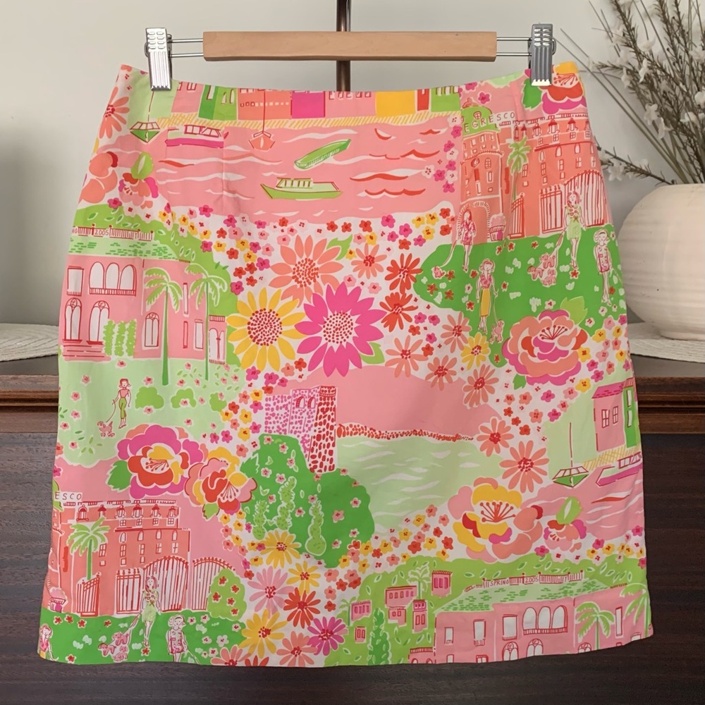 Lilly Pulitzer Pink, Green & Yellow Floral Mini Skirt